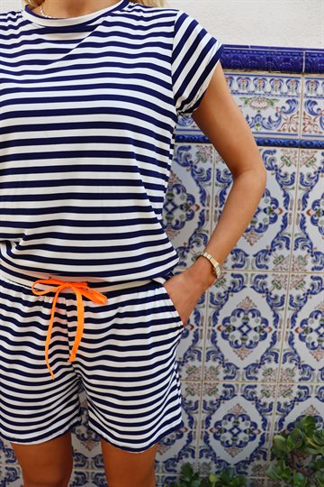 Liberté - Alma U-Tshirt - Blue Creme Stripe